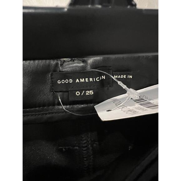 Good American Faux Leather Mini Skirt Short Black Pockets Minimalist Women 0 25 - Picture 6 of 7